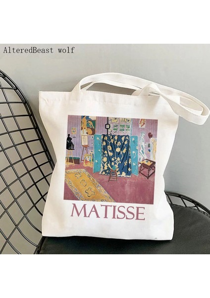 B3128 Kadın Alışveriş Çantası Henri Matisse Stüdyo Iç Çanta Harajuku Alışveriş Kanvas Alışveriş Çantası Kız Çanta Tote Omuz Bayan Çantası (Yurt Dışından)