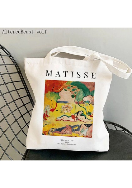 B3128 Kadın Alışveriş Çantası Henri Matisse Stüdyo Iç Çanta Harajuku Alışveriş Kanvas Alışveriş Çantası Kız Çanta Tote Omuz Bayan Çantası (Yurt Dışından) modelleri