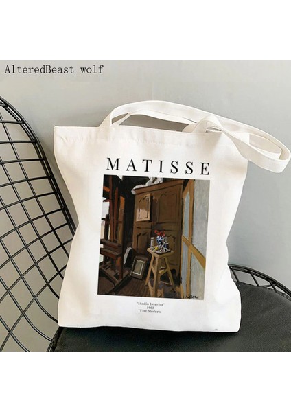 B3128 Kadın Alışveriş Çantası Henri Matisse Stüdyo Iç Çanta Harajuku Alışveriş Kanvas Alışveriş Çantası Kız Çanta Tote Omuz Bayan Çantası (Yurt Dışından) fırsatları