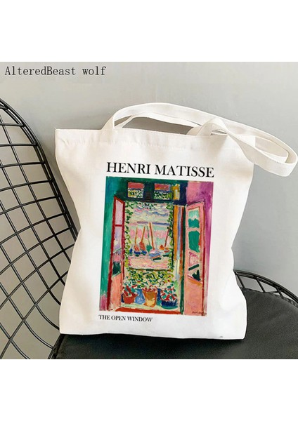 B3128 Kadın Alışveriş Çantası Henri Matisse Stüdyo Iç Çanta Harajuku Alışveriş Kanvas Alışveriş Çantası Kız Çanta Tote Omuz Bayan Çantası (Yurt Dışından) indirimleri