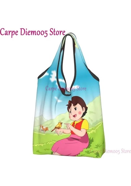 Stil 10 Alışveriş Çantası Geri Dönüşüm Heidi Peter ve Büyükbaba Birlikte Alışveriş Çantası Kadın Tote Çanta Taşınabilir Alpler Dağ Keçisi Karikatürler Bakkal Alışveriş Çantaları (Yurt Dışından)