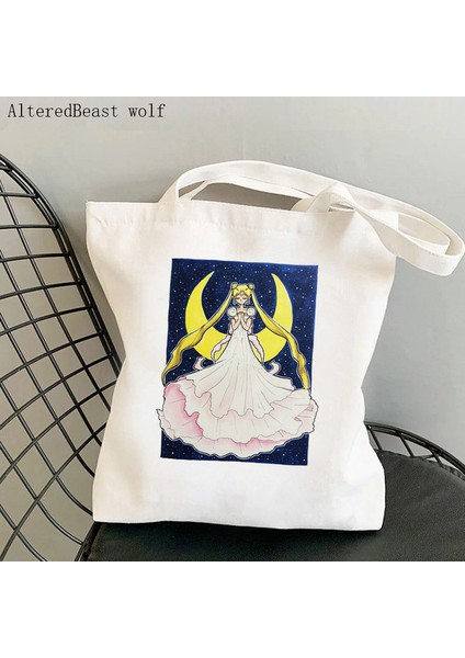 B1513 Kadın Alışveriş Çantası Prenses Kediler Baskılı Kawaii Çanta Harajuku Alışveriş Kanvas Alışveriş Çantası Kız Çanta Tote Omuz Bayan Çantası (Yurt Dışından) indirimleri