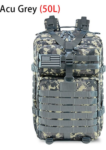 Acu Gri (50L) Markroyal Taktik Yürüyüş Sırt Çantaları Naylon Su Geçirmez Seyahat Çantası Açık Askeri Sırt Çantaları Kamp Balıkçılık Çantaları Dropshipping (Yurt Dışından)