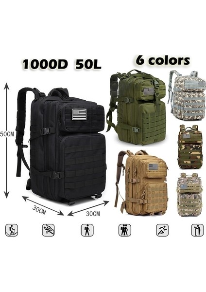 Acu Gri (50L) Markroyal Taktik Yürüyüş Sırt Çantaları Naylon Su Geçirmez Seyahat Çantası Açık Askeri Sırt Çantaları Kamp Balıkçılık Çantaları Dropshipping (Yurt Dışından)