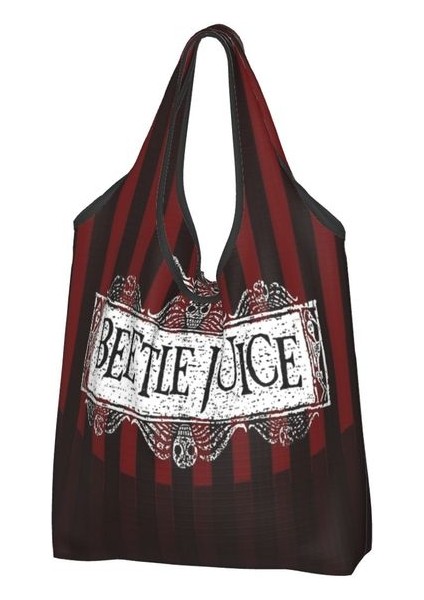 17 Alışveriş Çantası Özel Tim Burton Korku Filmi Alışveriş Çantası Kadın Taşınabilir Büyük Kapasiteli Bakkal Beetlejuice Shopper Bez Çantalar (Yurt Dışından)