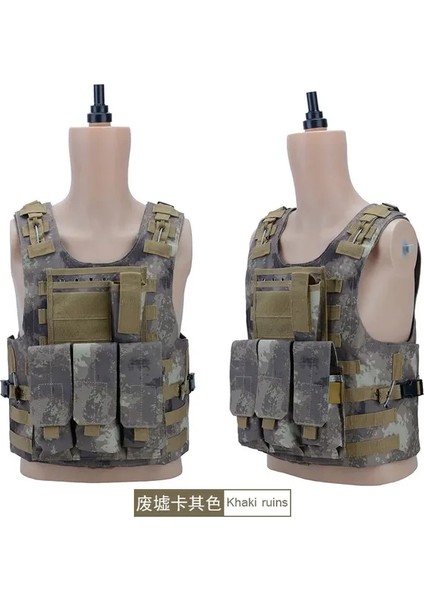 Harabeleri Haki Açık Savaş Yelek Taktik Yelek Yelek Yelek Erkek Çok Fonksiyonlu Bisiklet Kıyafetleri Eğitim Sırt Çantası Spor Ekipmanları (Yurt Dışından)