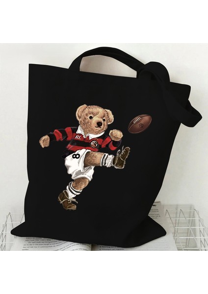 Yeşil Teddy Bear Grafik Kadın Çanta Harajuku Hayvan Omuz Çantası Moda Spor Ayı Tote Çanta Alışveriş Çantası Yan Çanta Bayanlar Için (Yurt Dışından)