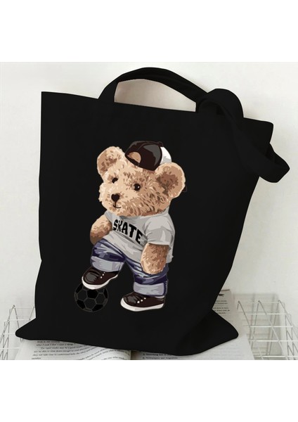 Yeşil Teddy Bear Grafik Kadın Çanta Harajuku Hayvan Omuz Çantası Moda Spor Ayı Tote Çanta Alışveriş Çantası Yan Çanta Bayanlar Için (Yurt Dışından) modelleri