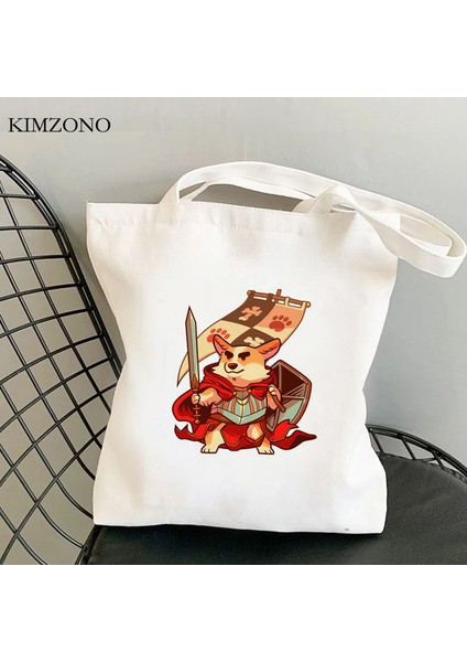 Kong Corgi Alışveriş Çantası Alışverişçi Alışverişçi Bolsa Çanta Alışveriş Kanvas Çanta Ecobag Katlanabilir Alışveriş Sacolas (Yurt Dışından) modelleri