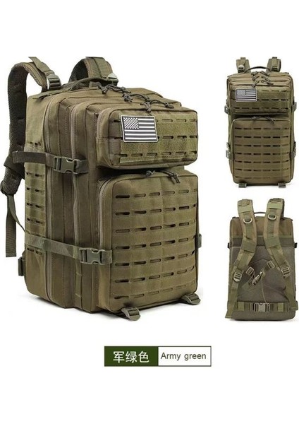 Yeşil (50L) 50L 1000D Naylon Su Geçirmez Ordu Kamuflaj Sırt Çantası Erkekler Askeri Taktik Saldırı Molle Çantası Açık Kamp Avcılık 3 P Sırt Çantası (Yurt Dışından)