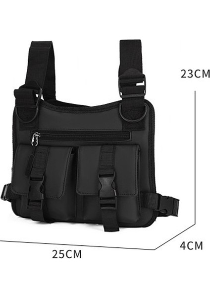Siyah Fonksiyonel Taktik Göğüs Çantası Erkekler Için Moda Bullet Hip Hop Yelek Streetstreet Çanta Bel Paketi Unisex Siyah Göğüs Rig Çanta Sırt Çantası (Yurt Dışından)