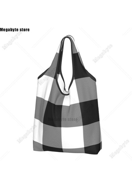14 Alışveriş Çantası Yeniden Kullanılabilir Deri ve Tartan Outlander Desenli Alışveriş Çantası Tote Çanta Taşınabilir Modern Ekose Kontrol Doku Bakkal Alışveriş Çantaları (Yurt Dışından)