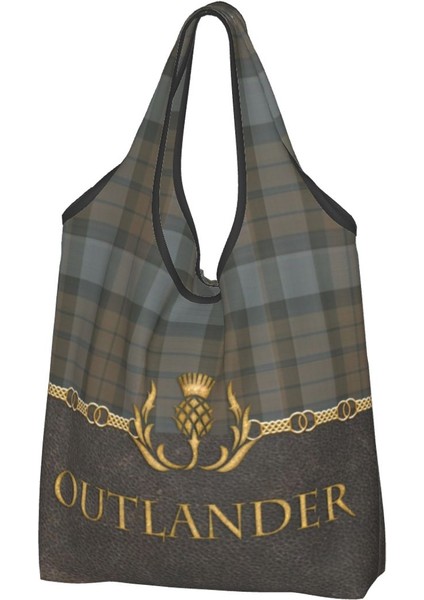 14 Alışveriş Çantası Yeniden Kullanılabilir Deri ve Tartan Outlander Desenli Alışveriş Çantası Tote Çanta Taşınabilir Modern Ekose Kontrol Doku Bakkal Alışveriş Çantaları (Yurt Dışından) fırsatları