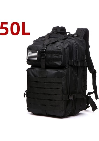 50L (Siyah) 25L/50L Dayanıklı Naylon Su Geçirmez Taktik Spor Trekking Balıkçılık Avcılık Kamp Yürüyüş Çantası Sırt Çantası Açık Hava Askeri Sırt Çantaları (Yurt Dışından)