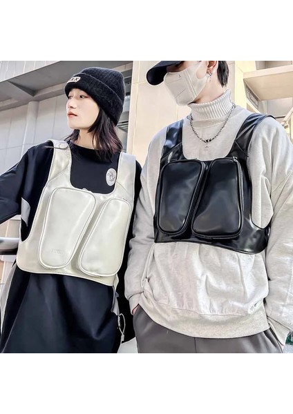 Beyaz Xxl 2023 Yeni Taktik Yelek Sırt Çantaları Moda Pu Erkekler Göğüs Paketleri Rahat Açık Seyahat Göğüs Rig Çanta Hip-Hop Çok Fonksiyonlu Cepler (Yurt Dışından) indirimleri