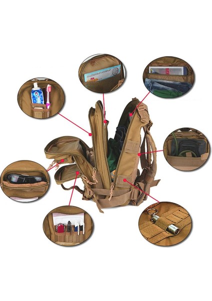 Haki 30L Avcılık Açık Taktik Sırt Çantası Erkekler Molle 3 P Ordu Askeri Sırt Çantası Camo Su Geçirmez Sırt Çantası Erkekler Yürüyüş Seyahat Sırt Çantaları (Yurt Dışından) modelleri