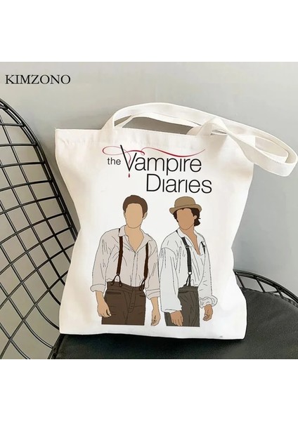 28906 The Vampire Diaries Alışveriş Çantası Bakkal Alışverişçisi Jüt Çanta Geri Dönüşüm Çantası Pamuklu Alışveriş Çantası Bolsa Compra Dokuma Kesesi Doku (Yurt Dışından)