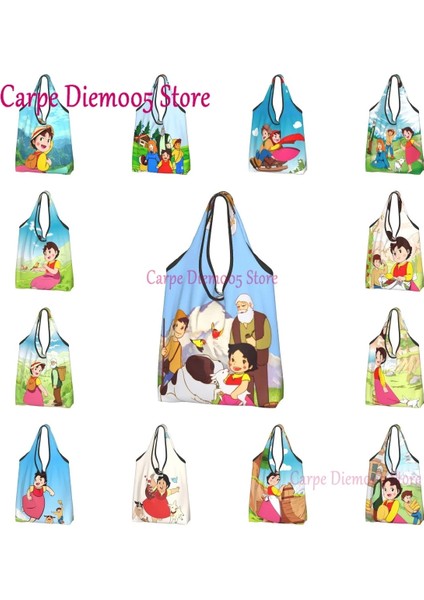 Stil 9 Alışveriş Çantası Geri Dönüşüm Heidi Peter ve Büyükbaba Birlikte Alışveriş Çantası Kadın Tote Çanta Taşınabilir Alpler Dağ Keçisi Karikatürler Bakkal Alışveriş Çantaları (Yurt Dışından) fırsatları