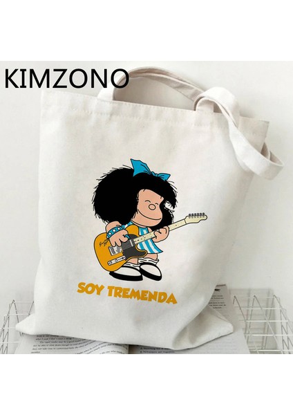 61180 Mafalda Alışveriş Çantası Bolso Bolsas De Tela Pamuk Kanvas Alışveriş Alışveriş Çantası Dize Kumaş Tote Kumaş Kapmak (Yurt Dışından)