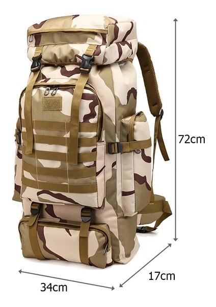Plato Kamuflaj 600D Askeri Kombine Sırt Çantası 80L Büyük Kapasiteli Çok Fonksiyonlu Tüfek Sırt Çantaları Erkekler Seyahat Trekking Taktik Saldırı Sırt Çantası (Yurt Dışından)