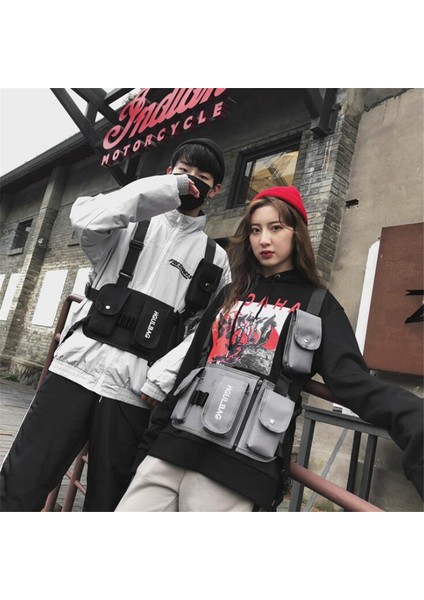 Gri Taktik Göğüs Çantası Erkekler Siyah Gri Mor Kahverengi Yelek Çanta Punk Hip Hop Bel Paketleri Brust Tasche Kadın Techwear Sırt Çantası Mochila (Yurt Dışından) fırsatları