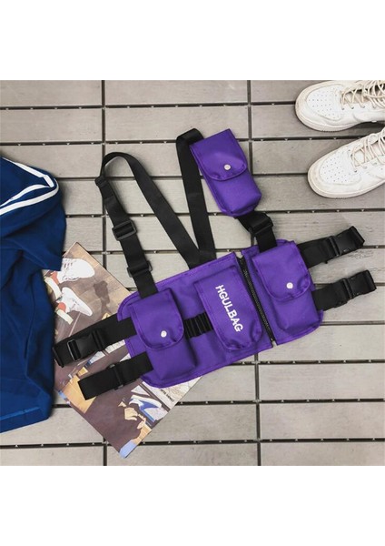 Gri Taktik Göğüs Çantası Erkekler Siyah Gri Mor Kahverengi Yelek Çanta Punk Hip Hop Bel Paketleri Brust Tasche Kadın Techwear Sırt Çantası Mochila (Yurt Dışından) indirimleri