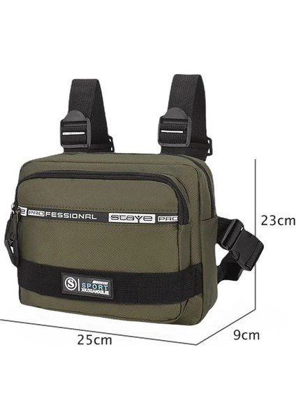 Ordu Yeşil Erkekler Oxford Molle Göğüs Çantası Anti-Hırsızlık Açık Omuz Yelek Çantası Çok Fonksiyonlu Yürüyüş Seyahat Bel Çantası Trend Taktik Sırt Çantaları (Yurt Dışından)