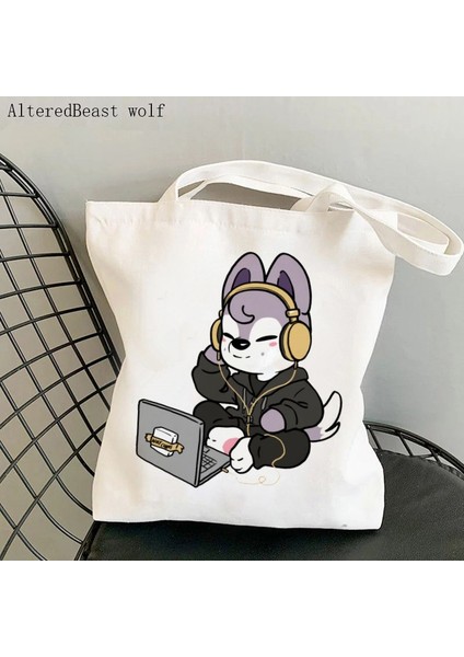 B4504 Moda Kadın Alışveriş Çantası Kurt Chan Baskılı Çanta Harajuku Alışveriş Kanvas Alışveriş Çantası Kız Çanta Tote Omuz Bayan Çantası (Yurt Dışından) fiyatları