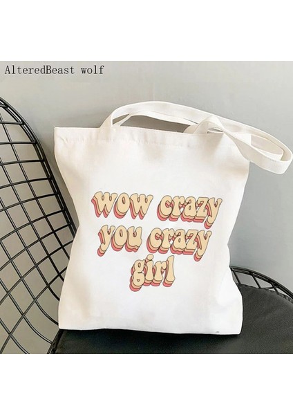 B4504 Moda Kadın Alışveriş Çantası Kurt Chan Baskılı Çanta Harajuku Alışveriş Kanvas Alışveriş Çantası Kız Çanta Tote Omuz Bayan Çantası (Yurt Dışından) fırsatları