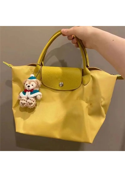 Benekli Gri L Fransız Moda Hamur Topuzu Naylon Omuz Çantası Büyük Kapasiteli Katlanır Büyük, Orta ve Küçük Alışveriş Çok Yönlü Tote Çanta (Yurt Dışından)
