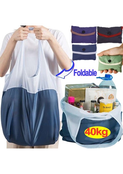 STYLE01-MOR Katlanabilir Çevre Dostu Süpermarket Alışveriş Çantası Büyük Kapasiteli Omuz Çantaları Bakkal Gıda Paketi Su Geçirmez Katlanır Yeni Çanta (Yurt Dışından)