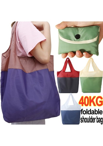 STYLE01-MOR Katlanabilir Çevre Dostu Süpermarket Alışveriş Çantası Büyük Kapasiteli Omuz Çantaları Bakkal Gıda Paketi Su Geçirmez Katlanır Yeni Çanta (Yurt Dışından)