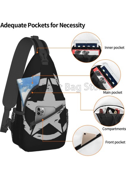 Stil 1 Askeri Taktik Yıldız Tek Kollu Çanta Crossbody Sırt Çantası Ayarlanabilir Göğüs Çantası Rahat Omuz Sırt Çantası Seyahat Yürüyüş Sırt Çantası Unisex (Yurt Dışından)