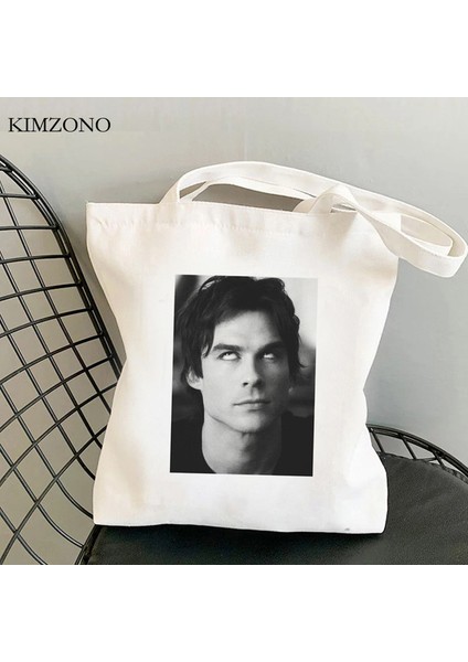 28901 The Vampire Diaries Alışveriş Çantası Bakkal Alışverişçisi Jüt Çanta Geri Dönüşüm Çantası Pamuklu Alışveriş Çantası Bolsa Compra Dokuma Kesesi Doku (Yurt Dışından)
