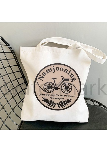 Siyah Kpop Estetik Alışveriş Çantası Tote Büyük Müşteri Namjooning Tote Çanta Kanvas Tote Çanta Alışveriş Çantası Çevre Dostu Çanta Sanat Çantası (Yurt Dışından)