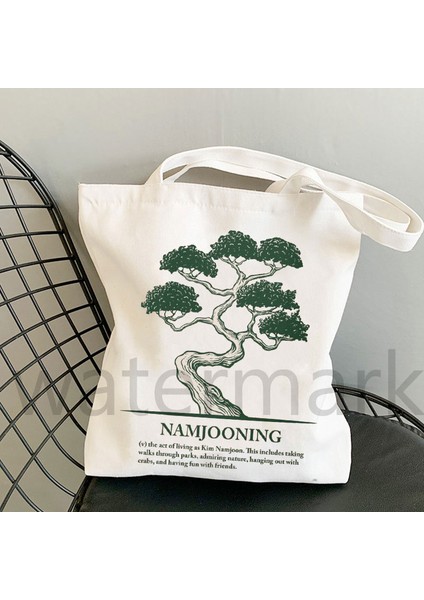 Siyah Kpop Estetik Alışveriş Çantası Tote Büyük Müşteri Namjooning Tote Çanta Kanvas Tote Çanta Alışveriş Çantası Çevre Dostu Çanta Sanat Çantası (Yurt Dışından)