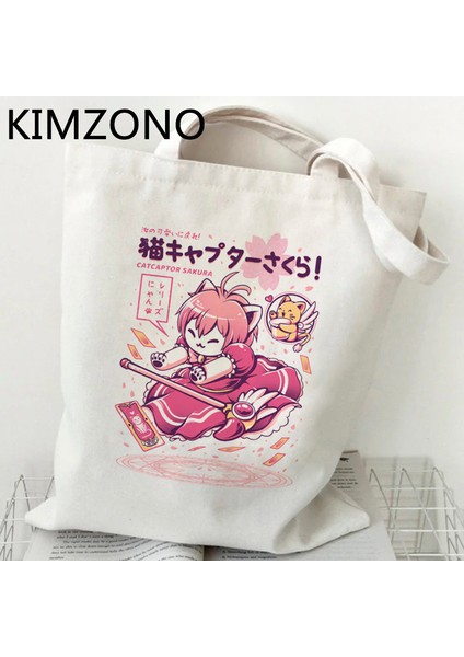 54488 Sakura Card Captor Alışveriş Çantası Yeniden Kullanılabilir Bakkal Geri Dönüşüm Çantası Shopper Shopper Bolso Çanta Net Dokuma Yeniden Kullanılabilir Bolsa Compra Sacolas (Yurt Dışından)