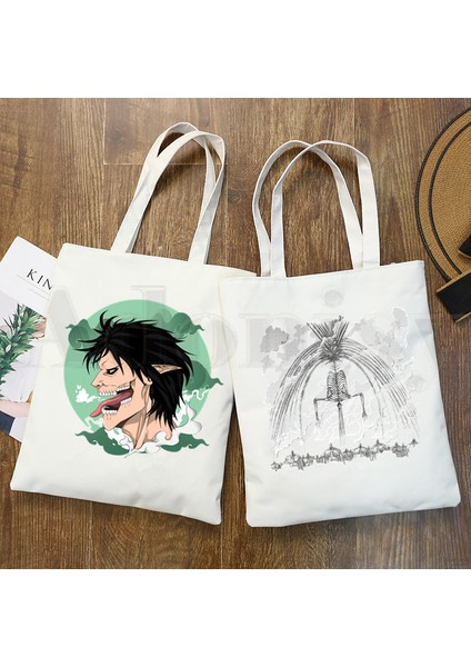 L Titan Shingeki No Kyojin Anime Manga Grafik Karikatür Baskı Alışveriş Çantaları Kız Moda Rahat Paket El Çantası (Yurt Dışından)