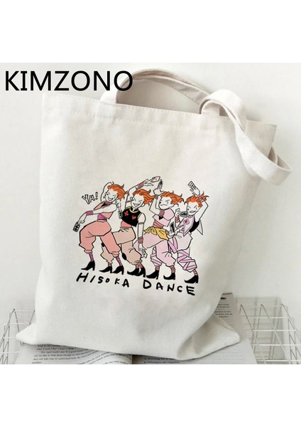 Kong Hunter x Hunter Hxh Killua Hisoka Alışveriş Çantası Shopper Kanvas Yeniden Kullanılabilir Bakkal Jüt Çanta Çanta Reciclaje Bolsa Compra Jüt Özel (Yurt Dışından)