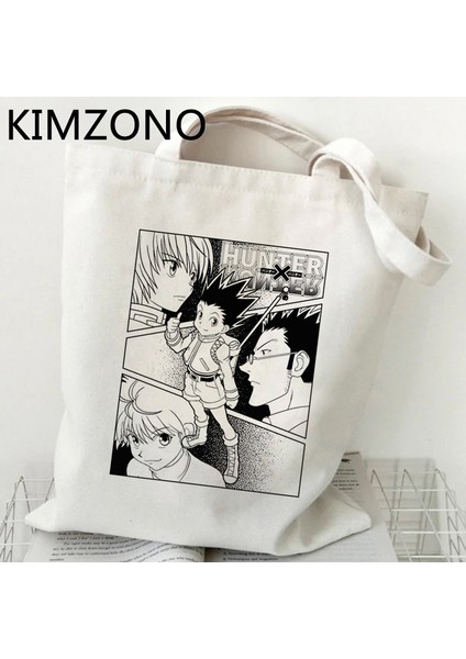 Kong Hunter x Hunter Hxh Killua Hisoka Alışveriş Çantası Shopper Kanvas Yeniden Kullanılabilir Bakkal Jüt Çanta Çanta Reciclaje Bolsa Compra Jüt Özel (Yurt Dışından)