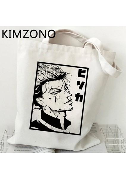 Kong Hunter x Hunter Hxh Killua Hisoka Alışveriş Çantası Shopper Kanvas Yeniden Kullanılabilir Bakkal Jüt Çanta Çanta Reciclaje Bolsa Compra Jüt Özel (Yurt Dışından)