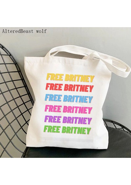 B4949 Kadın Omuz Çantası Britney Spears Müzik Videoları Çanta Harajuku Alışveriş Kanvas Alışveriş Çantası Kız Çanta Tote Shopper Bayan Çantası (Yurt Dışından) indirimleri
