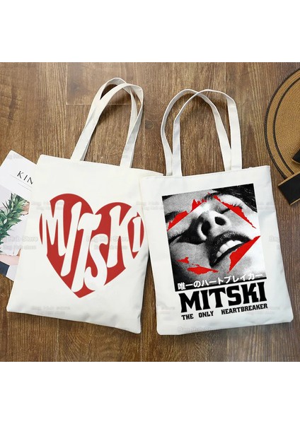 21 33X37CM 13X14.6IN Mitski Şarkıcı Alışveriş Çantası Kadın Tuval Kovboy Tote Olmak Eko Çanta Karikatür Makeout Creek Shopper Omuz Çantaları Beni Gömmek (Yurt Dışından)