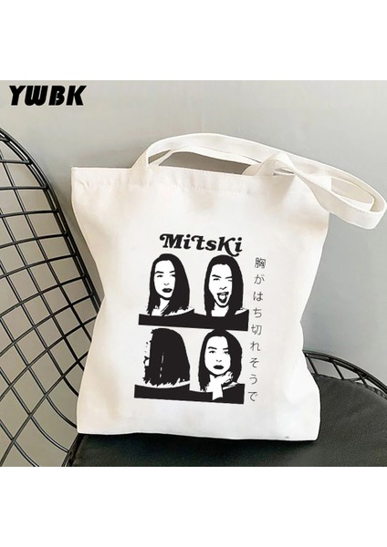 21 33X37CM 13X14.6IN Mitski Şarkıcı Alışveriş Çantası Kadın Tuval Kovboy Tote Olmak Eko Çanta Karikatür Makeout Creek Shopper Omuz Çantaları Beni Gömmek (Yurt Dışından)