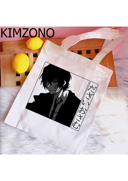 76411 Bungou Sokak Köpekleri Dazai Alışveriş Çantası Bakkal Bolso Geri Dönüşüm Çantası Çanta Pamuk Alışveriş Çantası Ecobag Alışveriş Sac Cabas Sacola Özel (Yurt Dışından) modelleri