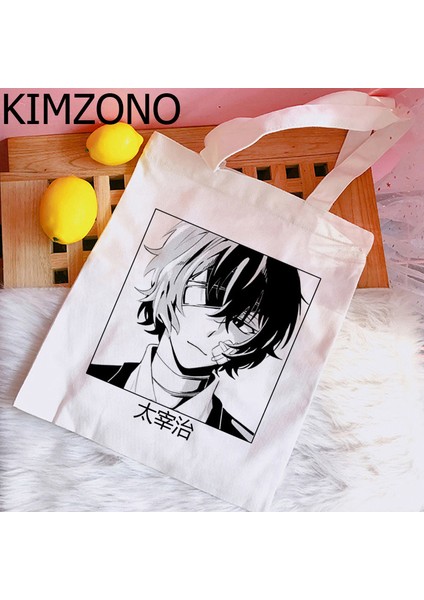 76411 Bungou Sokak Köpekleri Dazai Alışveriş Çantası Bakkal Bolso Geri Dönüşüm Çantası Çanta Pamuk Alışveriş Çantası Ecobag Alışveriş Sac Cabas Sacola Özel (Yurt Dışından) fırsatları