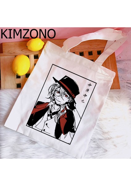 76411 Bungou Sokak Köpekleri Dazai Alışveriş Çantası Bakkal Bolso Geri Dönüşüm Çantası Çanta Pamuk Alışveriş Çantası Ecobag Alışveriş Sac Cabas Sacola Özel (Yurt Dışından) indirimleri
