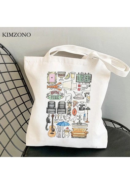 5378 Arkadaş Tv Alışveriş Çantası Shopper Bolso Yeniden Kullanılabilir Eko Jüt Çanta Çanta Bezi Jüt Net Sacolas (Yurt Dışından)