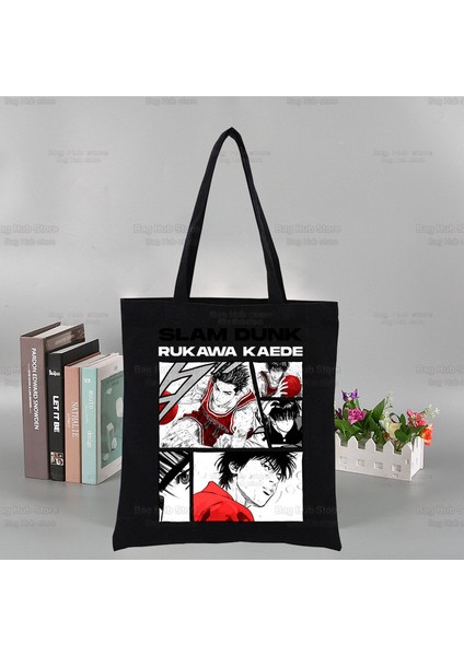 S Anime Ilk Slam Dunk Siyah Unisex Çanta Kanvas Sakuragi Hanamichi Tote Çanta Günlük Kullanım Yeniden Kullanılabilir Seyahat Rahat Alışveriş Çantası (Yurt Dışından) modelleri