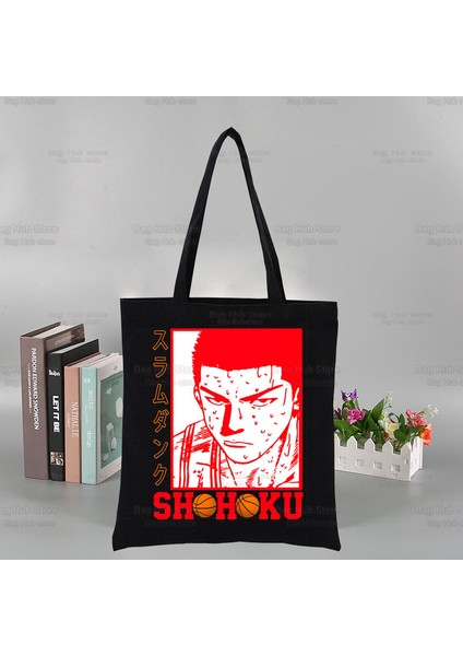 S Anime Ilk Slam Dunk Siyah Unisex Çanta Kanvas Sakuragi Hanamichi Tote Çanta Günlük Kullanım Yeniden Kullanılabilir Seyahat Rahat Alışveriş Çantası (Yurt Dışından) fırsatları